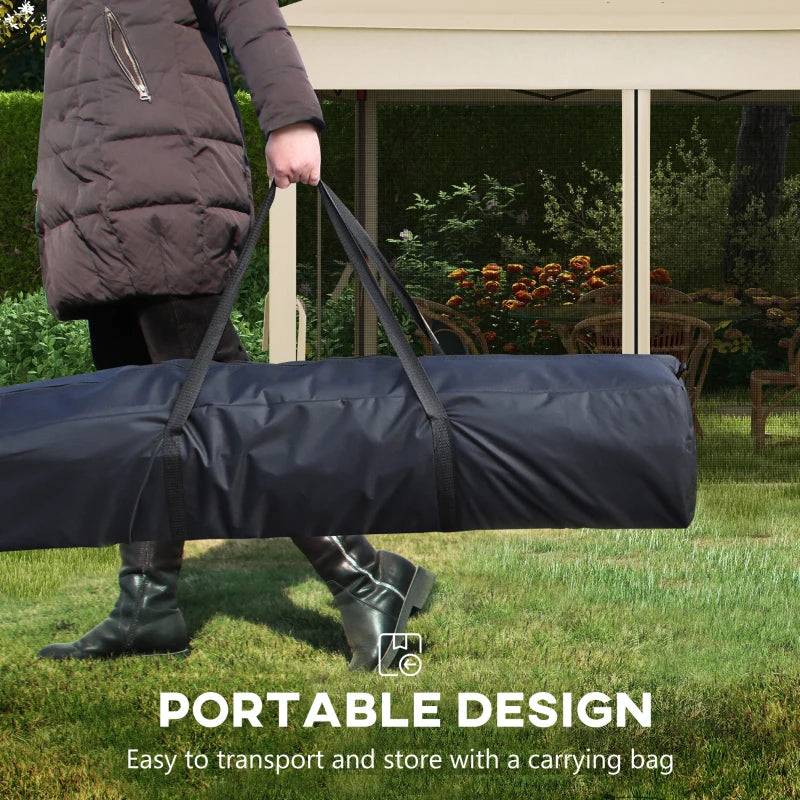 3x3m Cream White Pop Up Gazebo with Double Roof and Netting