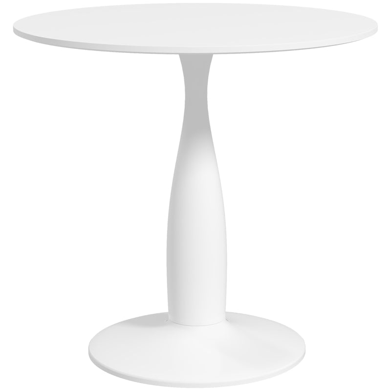 Modern Round Dining Table with Steel Base & Non-Slip Foot Pads - Space Saving Small Dining Room Table