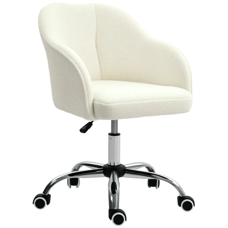 Cream Teddy Fleece Office Chair Cover - Fits 46-56 cm Chairs, Soft & Cozy Seat Protector