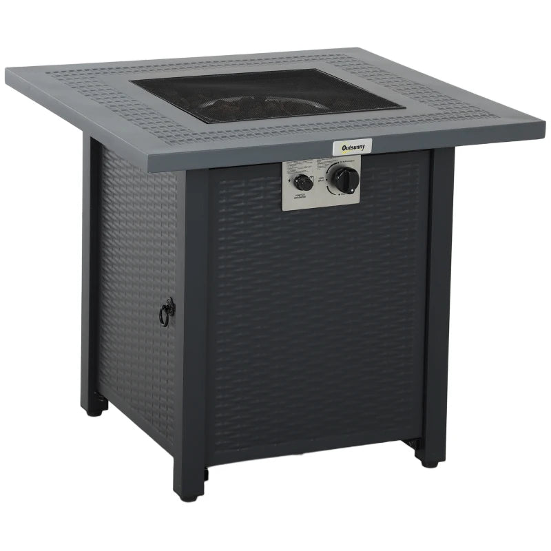 71x71cm 40000 BTU Gas Fire Pit Table - Stylish Black/Dark Grey Outdoor Heating Solution for Patios & Backyards