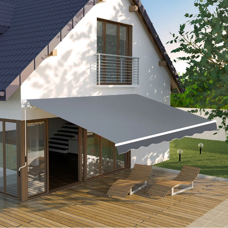 Light Grey 2.5m x 2m Garden Patio Manual Awning Canopy