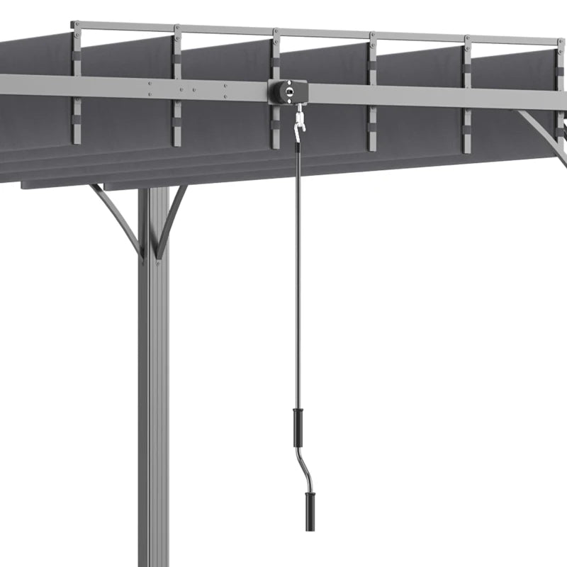 4m x 3m Grey Outdoor Pergola with Retractable Roof - Aluminium Louvered Patio Gazebo Canopy for Lawn and Garden