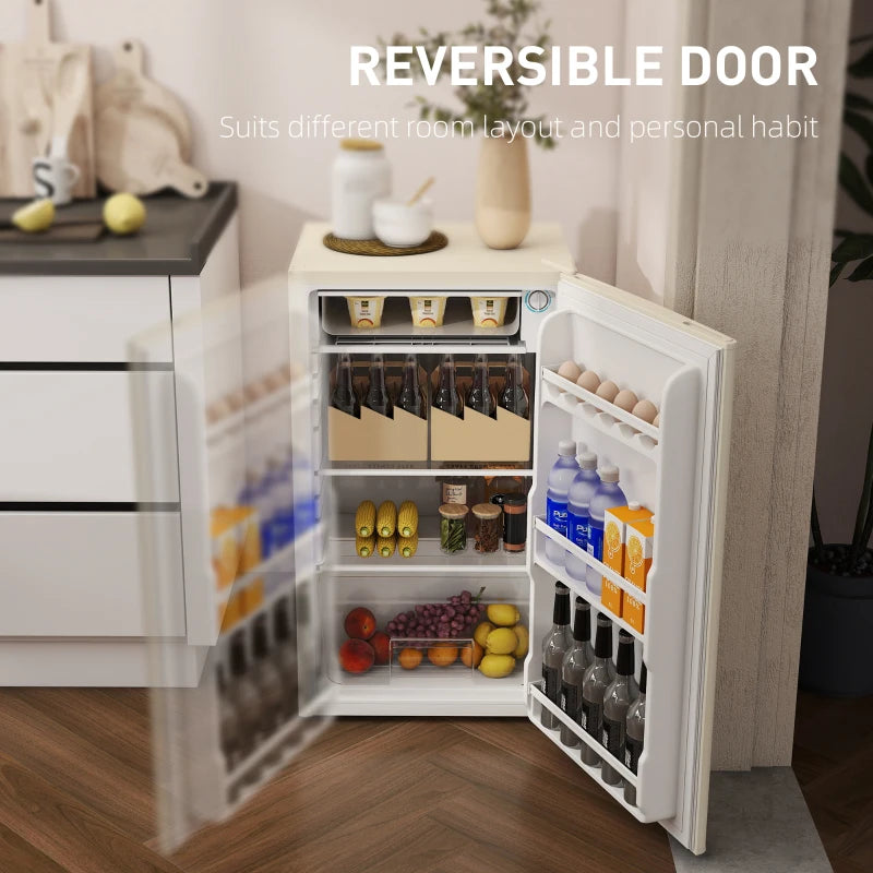 91L Freestanding Under Counter Fridge Freezer - Compact Beige Mini Fridge with Chiller Box & Adjustable Thermostat, 47.5cm Wide