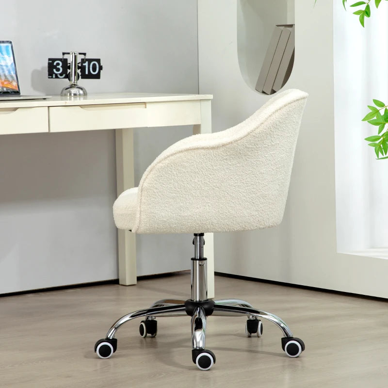 Cream Teddy Fleece Office Chair Cover - Fits 46-56 cm Chairs, Soft & Cozy Seat Protector