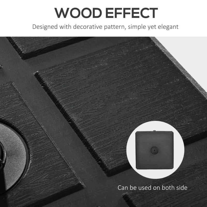 Black Square Umbrella Base with Wood Effect - 40kg Plastic Stand for Outdoor Patio Umbrella