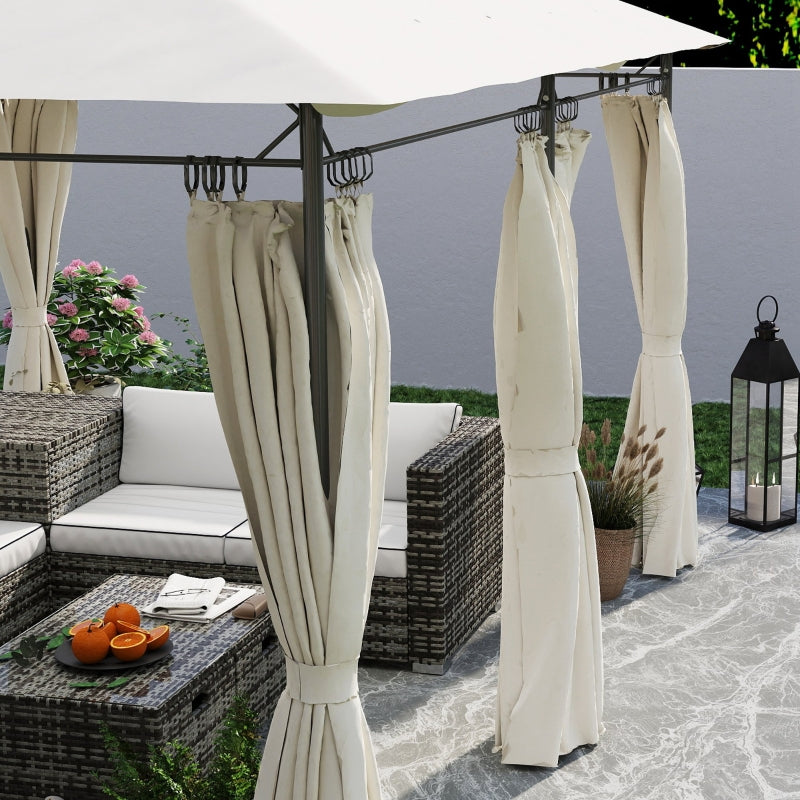 3 x 4m Cream White Metal Frame Two-Tier Roof Gazebo