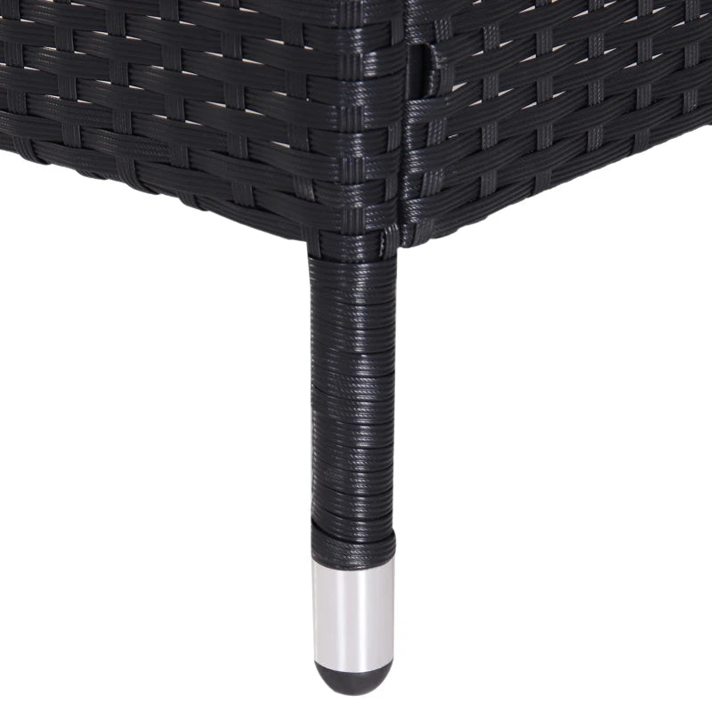 Black Rattan 2-Seater Chair Set with Middle Tea Table