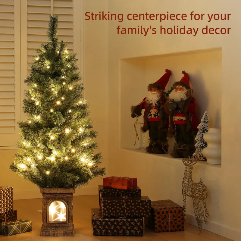 4ft Realistic Artificial Christmas Tree with 80 Warm White LED Lights & Remote - 8 Modes, Perfect for Holiday Decor