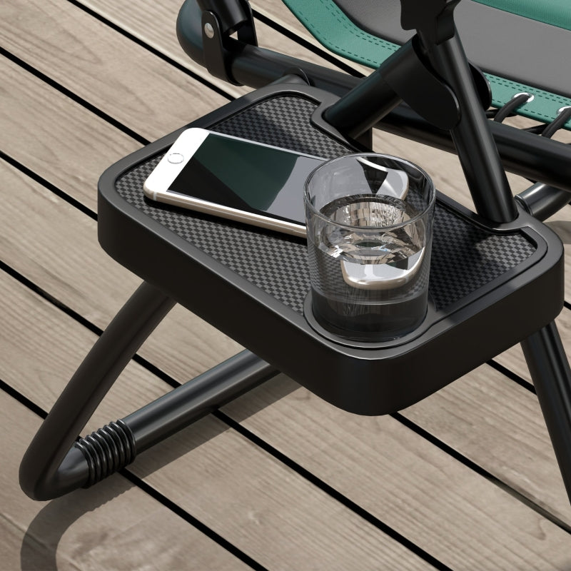 Zero Gravity Lounger Chair Set of 2 - Folding Reclining Patio Chairs with Padded Seat, Cup Holder, Soft Cushion and Headrest - Green