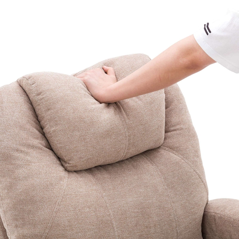 Electric Recliner Chair with Remote Control, Massage and Heating Features, Cup Holders and Side Pockets, Ideal for Seniors, Light Brown