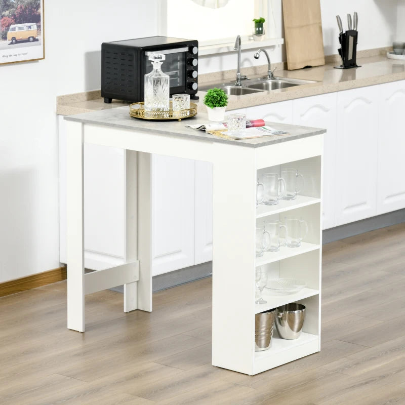 Stylish Grey Bar Table with 4-Tier Storage Shelf - Perfect for Kitchen, Dining Room & Living Room