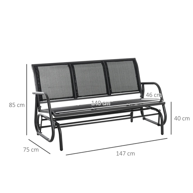 3-Seat Metal Glider Rocking Chair - Garden Patio Furniture