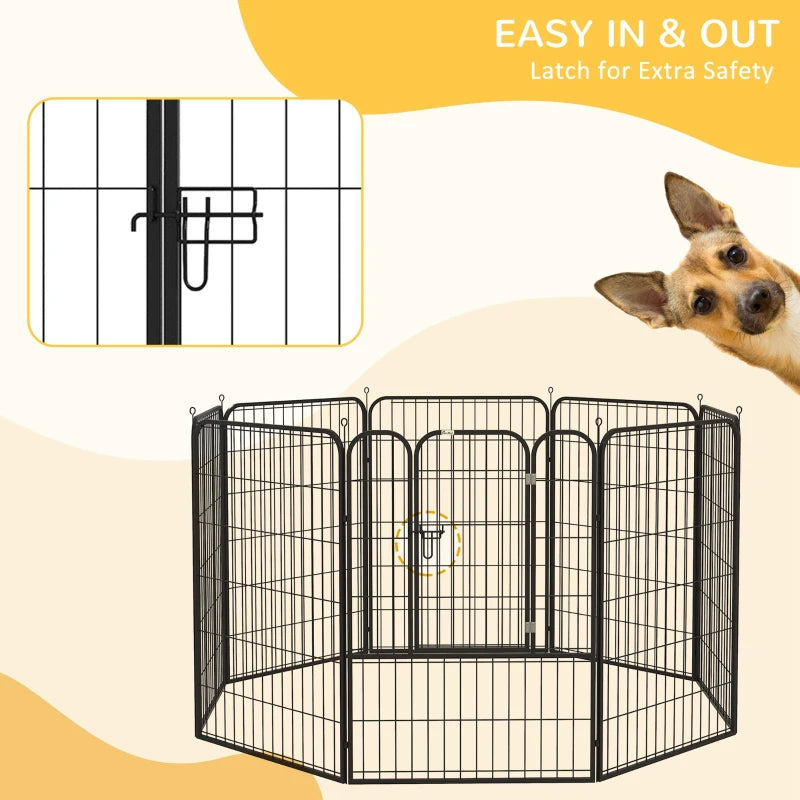 8 Panels Heavy Duty Puppy Playpen for Large & Medium Dogs - Indoor/Outdoor Use, Black Pet Play Yard