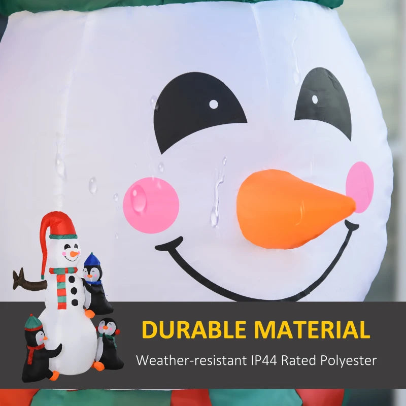 6ft Inflatable Christmas Snowman with 3 Penguins - LED Holiday Outdoor Yard Decoration for Festive Xmas Decor