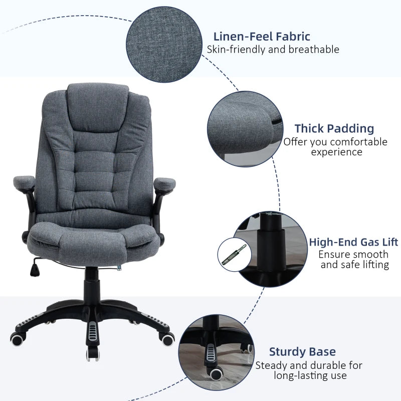 Vinsetto Ergonomic Office Chair - Comfortable Dark Grey Desk Chair with Adjustable Height, Armrests, Reclining & Tilt Function