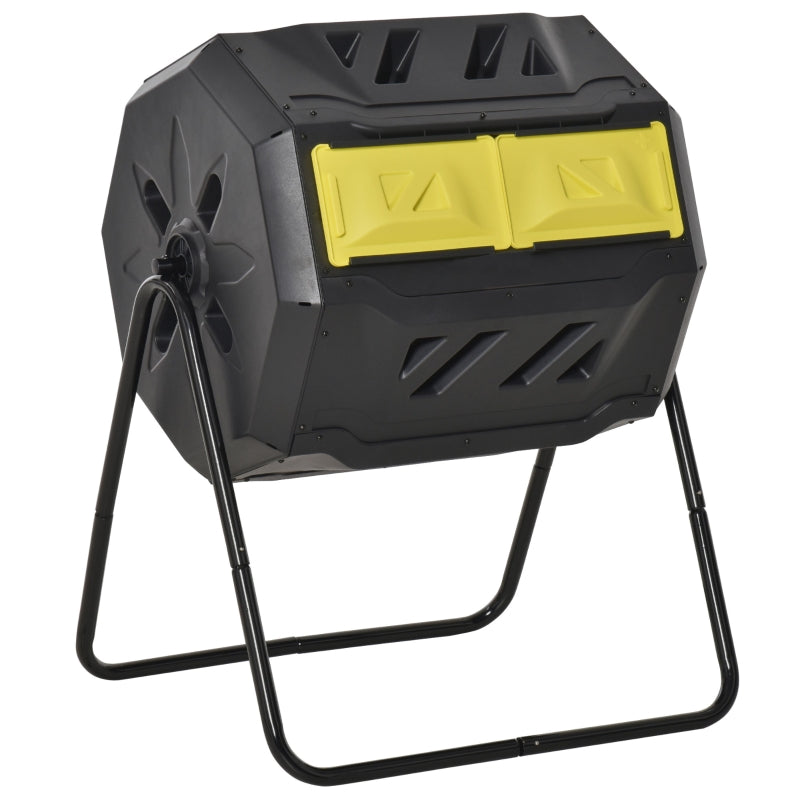 Yellow Dual Chamber 160L Rotating Compost Bin for Garden