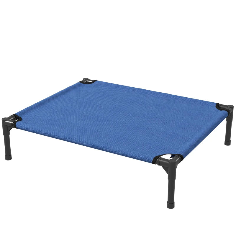 Elevated Dog Bed for Cats & Dogs - Portable Medium Camping Bed with Metal Frame - Blue Color