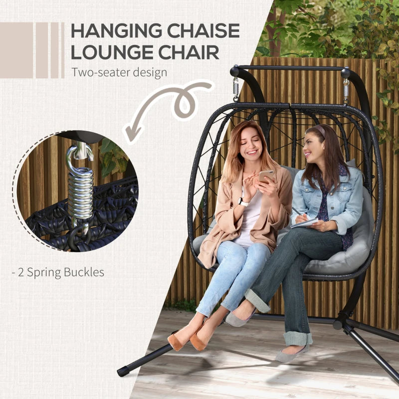 Black Steel Frame Hanging Egg Chair for Two