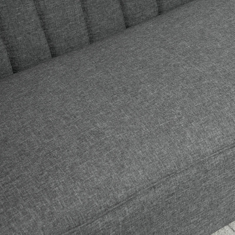 Compact Grey Loveseat Sofa with Padded Linen and Wooden Legs for Modern Living Spaces