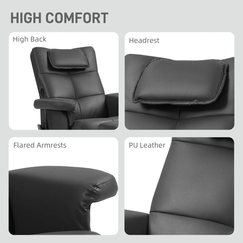 Faux Leather Massage Recliner Chair with Storage Ottoman in Black for Ultimate Comfort