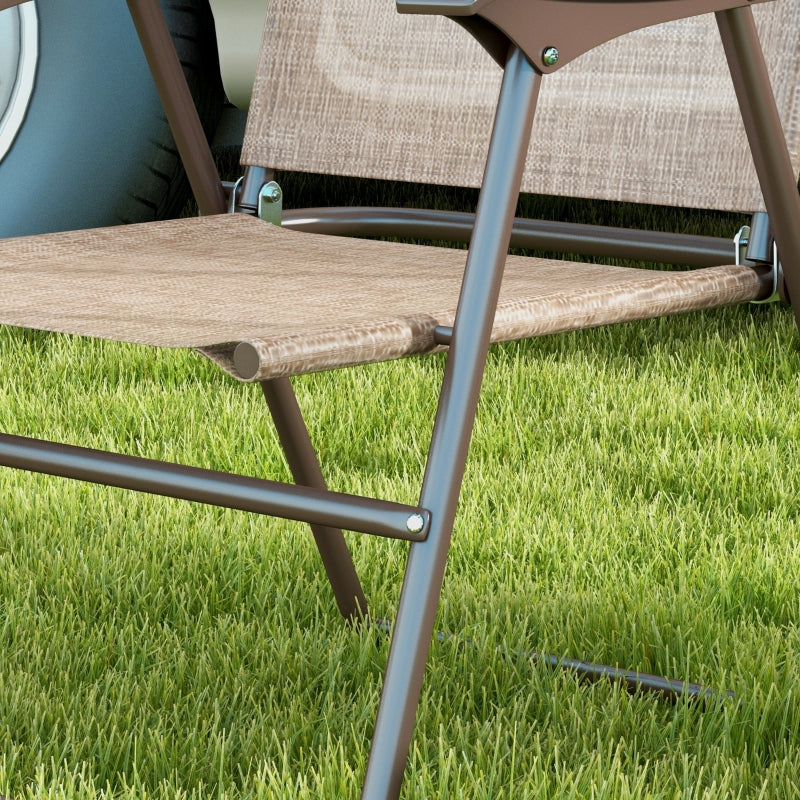 Set of 2 Folding Garden Chairs with Mesh Seats - Outdoor Patio Furniture, Brown