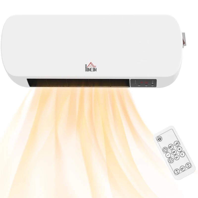 2000W Wall Mounted Ceramic Space Heater with Adjustable Temperature Range 10-49°C White