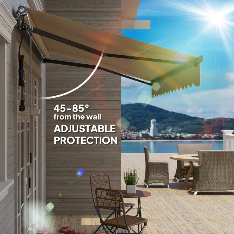 3.5m x 3m Beige Electric or Manual Awning with Remote Control - Retractable Patio Sun Shade