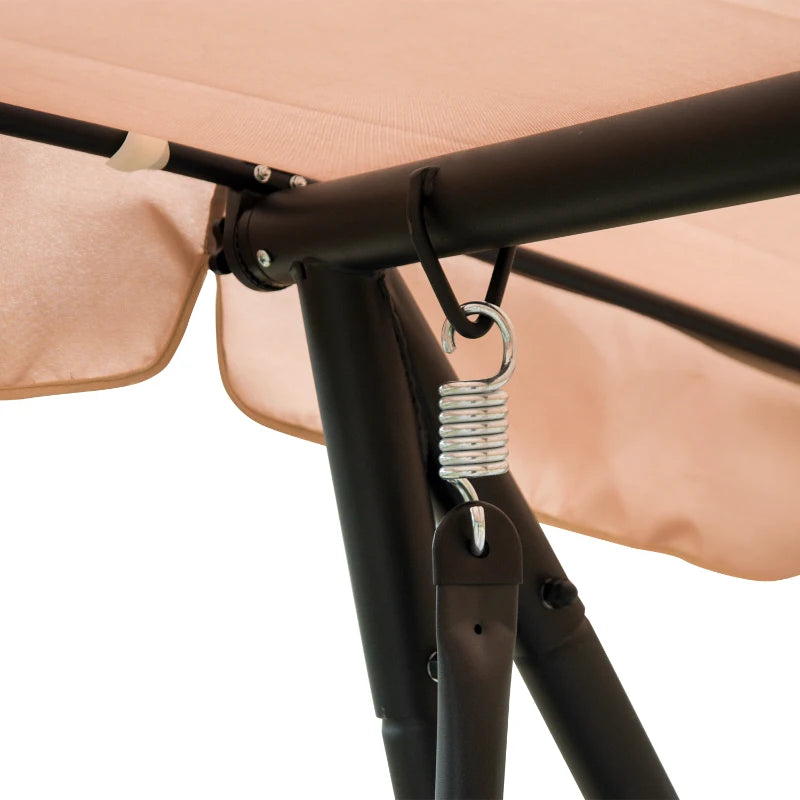 Beige Water-Resistant 3-Seater Swing Chair with Cup Holder