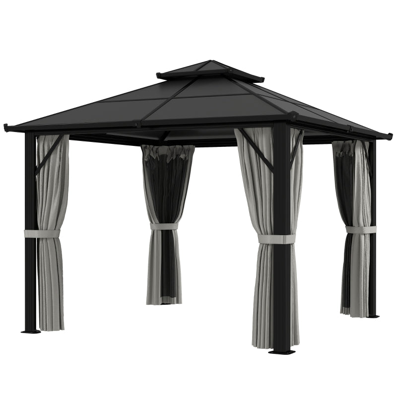 3m x 3m Hardtop Gazebo - Grey Aluminium Frame with UPF30+ Double Polycarbonate Roof