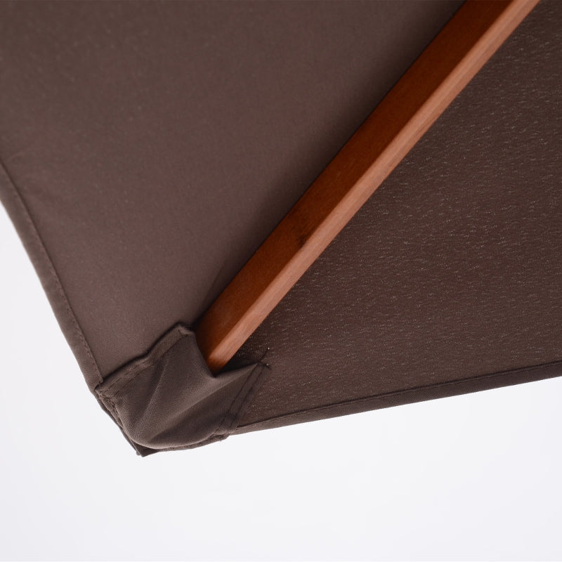 2m x 1.5m Coffee Garden Parasol Umbrella with Tilting Sunshade Canopy