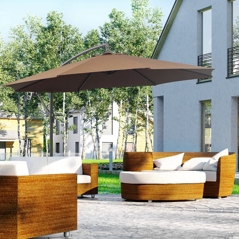 Brown 2.45m Overhanging Cantilever Parasol with Cross Base
