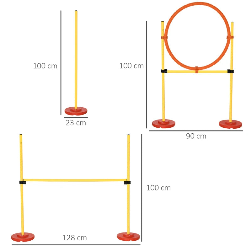 Portable Dog Agility Training Equipment - Adjustable Hurdles, Jumping Ring & Weave Poles for Pet Obstacle Course