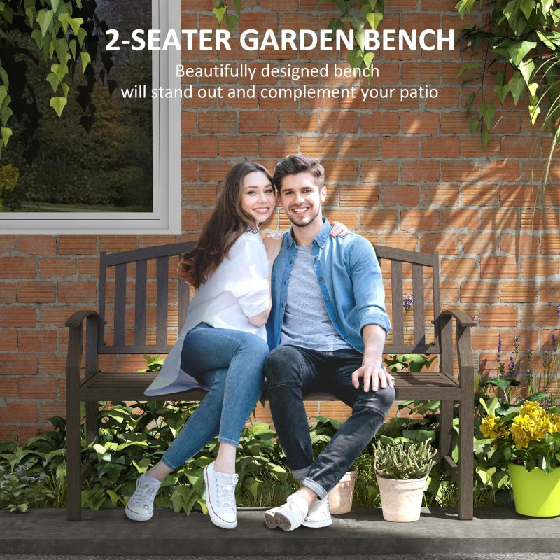 Brown Metal Two-Seater Garden Bench