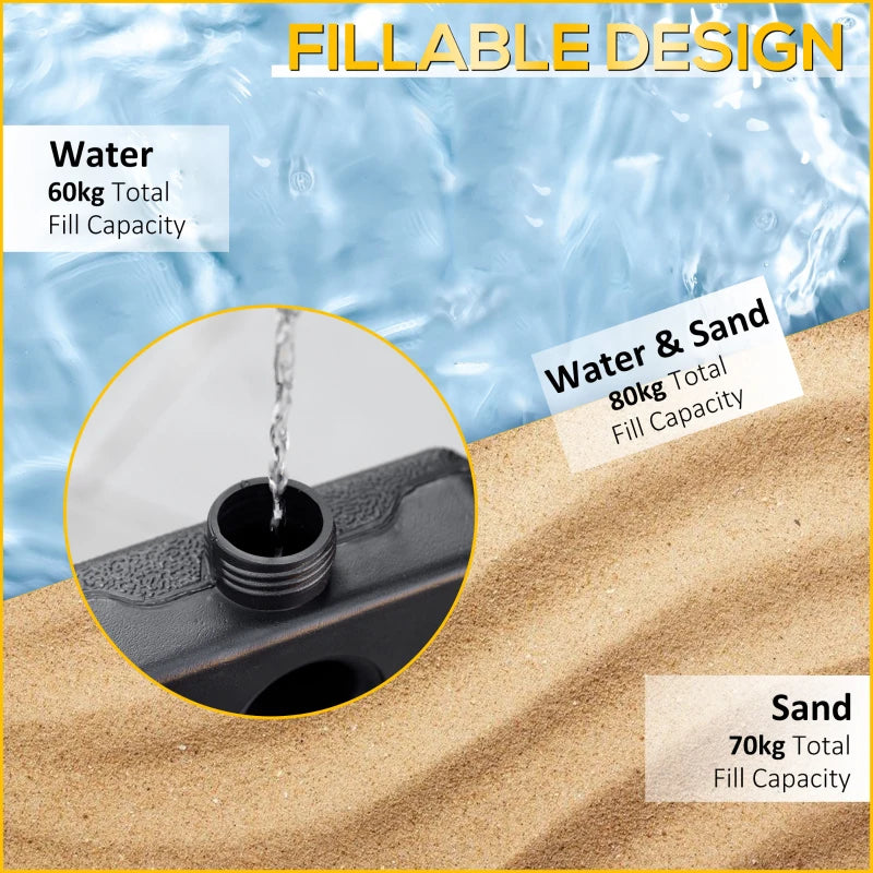 4-Piece Black Plastic Cantilever Parasol Base - Durable and Stable Outdoor Umbrella Stand