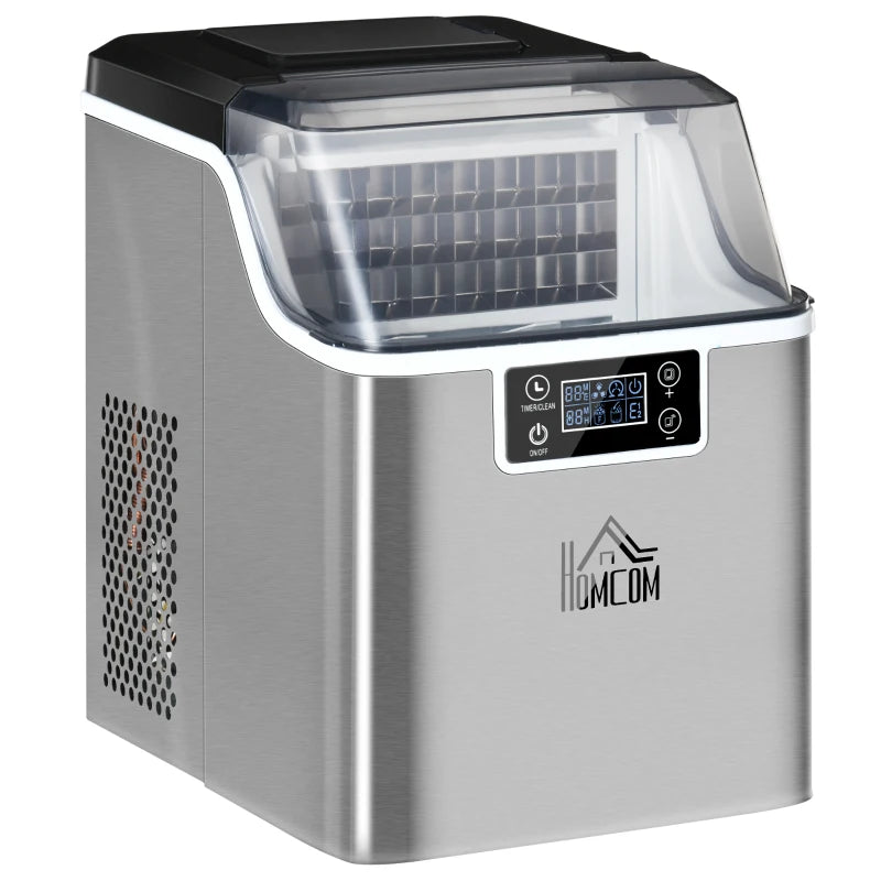 3.2L Compact Ice Maker with LCD Display & Accessories - Sleek Silver-Tone Portable Ice Machine for Home & Parties