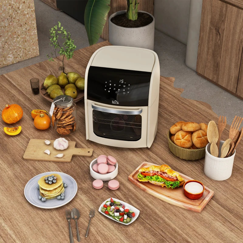 Digital Air Fryer Oven 12L - 8 Preset Modes, 1800W Rapid Air Circulation, Memory Function, Cream Color