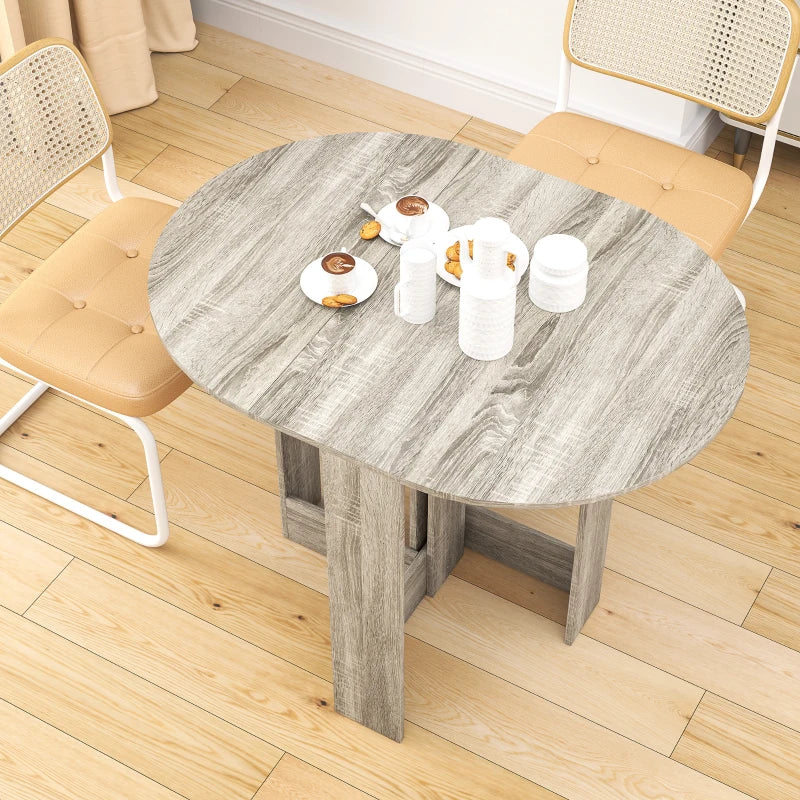 Space-Saving Drop Leaf Folding Dining Table for Small Spaces - Stylish Grey Kitchen & Dining Room Furniture