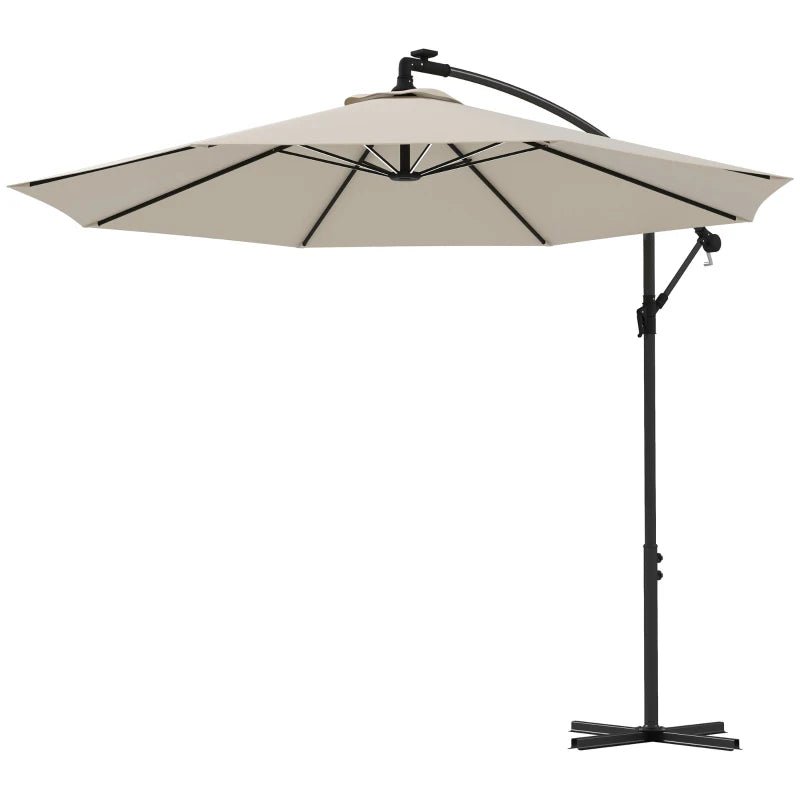 Beige 3m Solar LED Cantilever Parasol