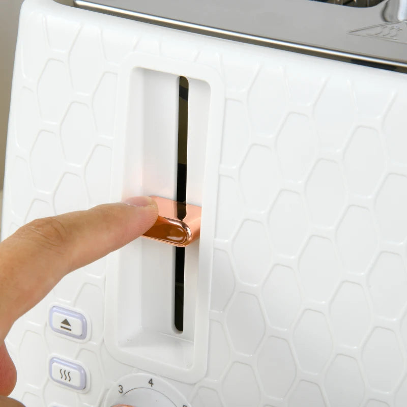 1.7L 3000W Fast Boil Kettle & 4 Slice Toaster Set - White, 7 Browning Controls, Crumb Tray, Kitchen Essentials