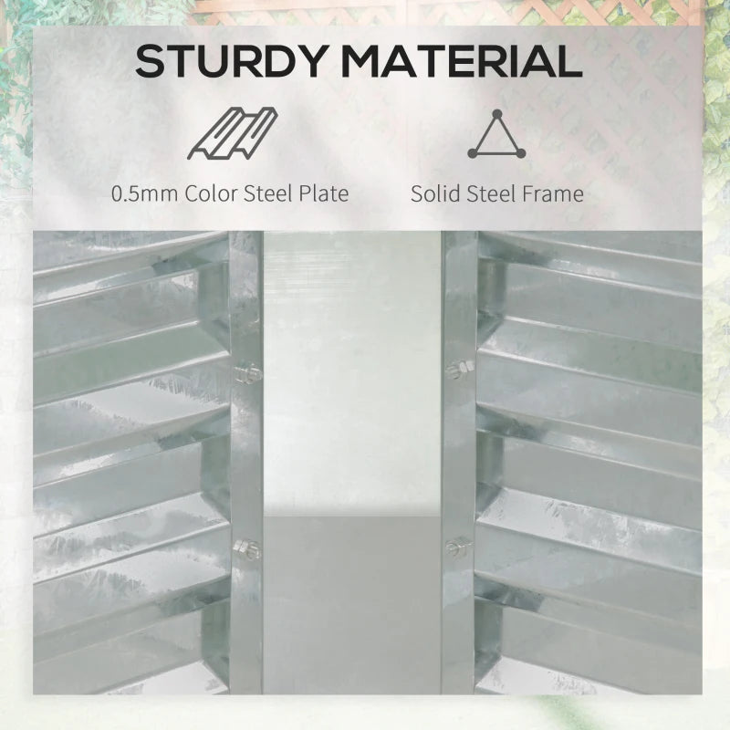 Green Steel Raised Garden Bed with Greenhouse, Planter Box & Roll-Up Window