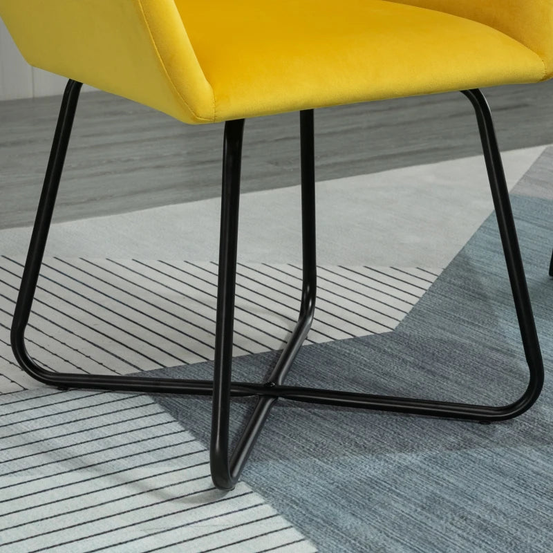 Velvet-Feel Plisse Back Accent Chair in Yellow for Stylish Home Decor