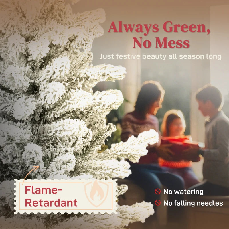 6ft Flocked Artificial Christmas Tree - Realistic Snowy Pine Look, Perfect for Holiday Decor, Easy Assembly, Indoor Use