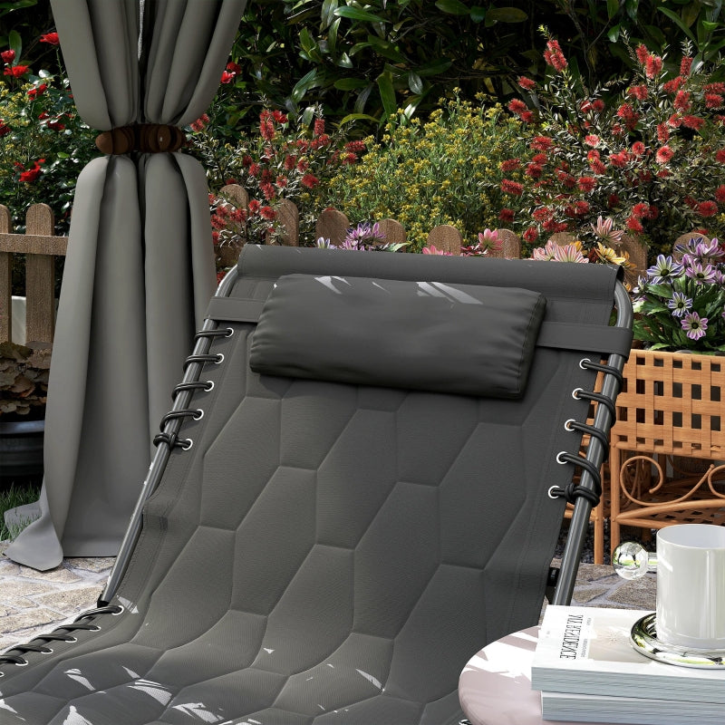 Adjustable Padded Sun Lounger Chair - Five-Position Recline, Outdoor Black Lounge Furniture