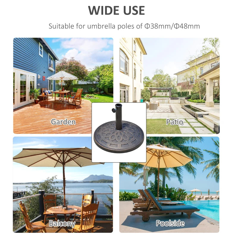 Bronze Round Garden Parasol Base Holder with Adjustable Coupler