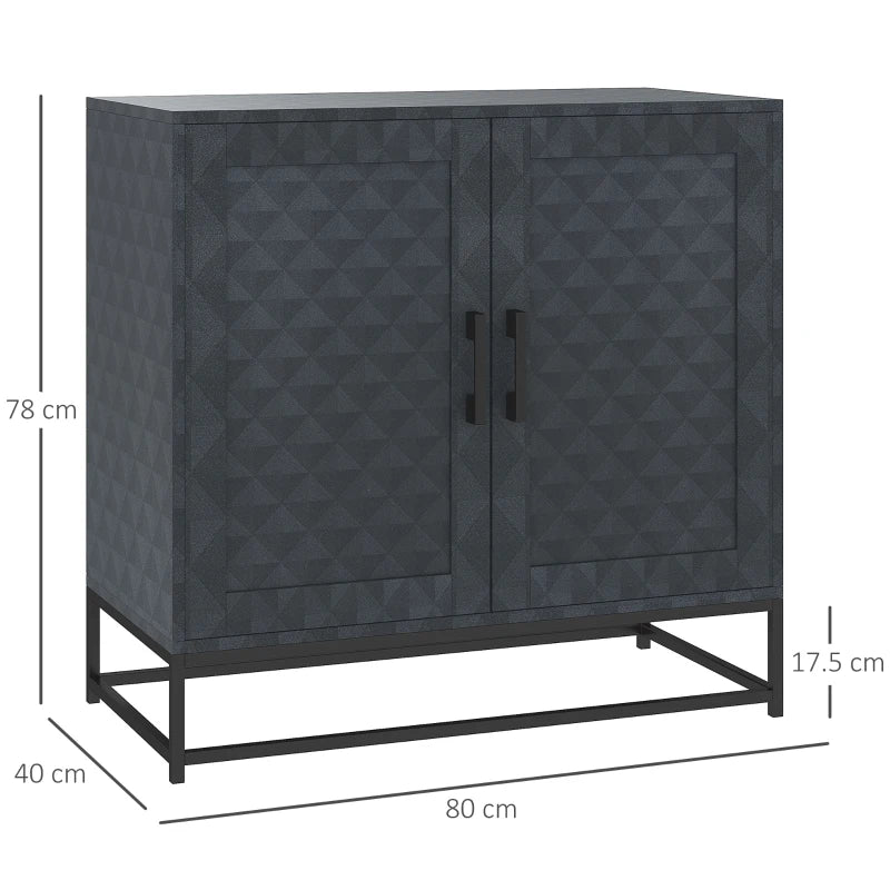 Modern Black Sideboard Storage Cabinet with Adjustable Shelf & 2 Doors - Freestanding Furniture for Living Room