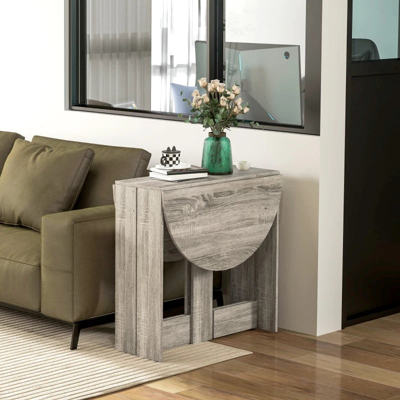 Space-Saving Drop Leaf Folding Dining Table for Small Spaces - Stylish Grey Kitchen & Dining Room Furniture