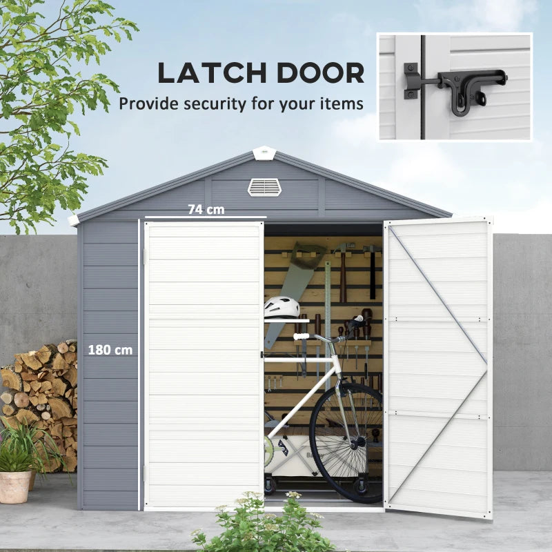 7.9ft x 6.2ft Aluminium Frame and Plastic Wall Shed With Foundation