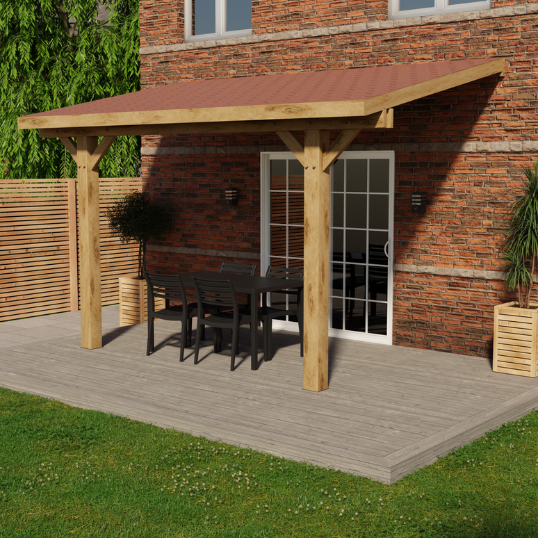 Ruby Oak Lean-To Gazebo with Katepal Red Shingle Roof