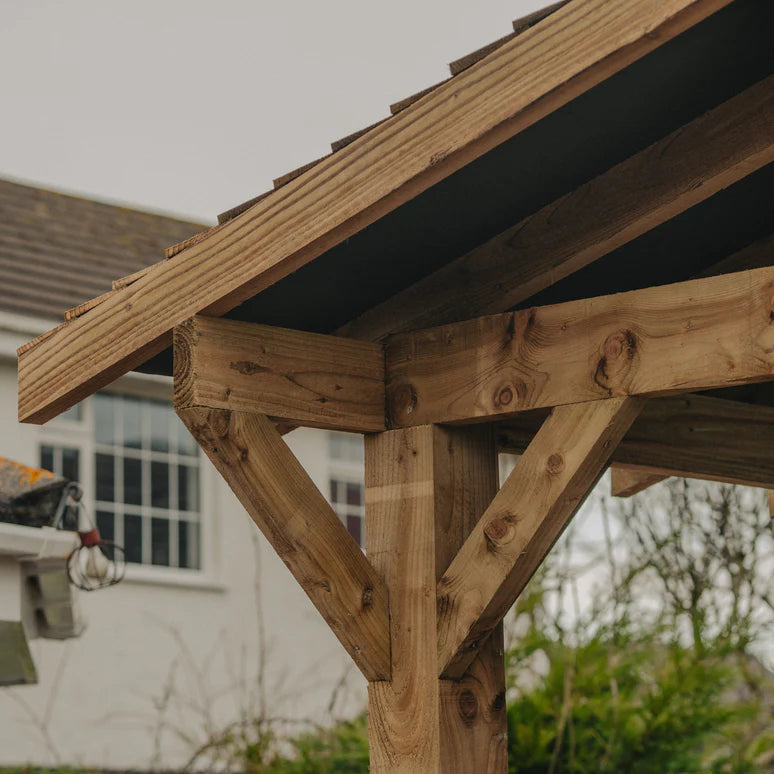 Ruby Wooden Apex Gazebo with Treated Featheredge Roof & Overhang - Premium Garden Gazebo