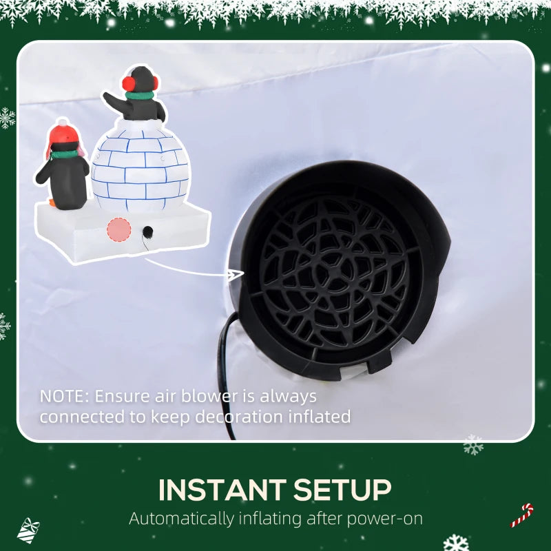 5ft Christmas Inflatable Penguins with Scarf & Ice House - LED Lighted Holiday Decor for Indoor & Outdoor Lawn Garden